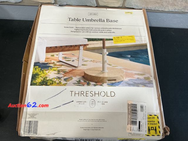 Lot 44-1300m - Threshold Stone Finish Table Umbrella Base - 48 LBS Not Tested See All Photo's E-Commerce Return, A basic inspection has been given to this ...