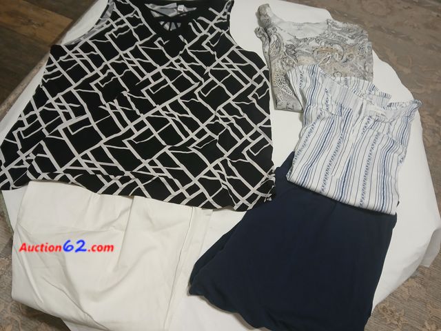 Lot 44-2011w - Gently used lot of women's 3X  clothes.  One pair of  size 24WP white IsaacMizrahi Live pull on pants.  One Susan Graver 3X shirt.  One pair...