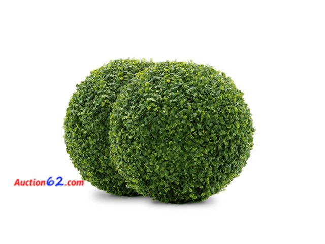 Lot 44-718b - Retail value $63- Boxwood 13 in. Artificial Foliage Ball Hedges 2 Pieces 1. Appears New, A basic inspection has been given to this item. Sol...