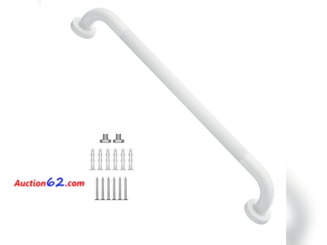 Lot 44-2613w - 24 Inch Anti Slip Shower Grab Bar Oil Rubbed White 1.25" Diameter,Munzong Bathroom Grab Bar, Knurled Bathroom Balance Bar,Safety Hand Rail S...
