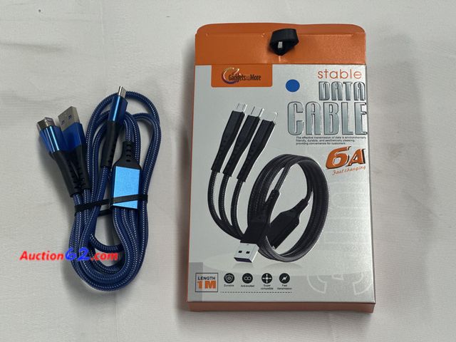 Lot 44-6005j - 2  3 in 1 usb Cable Micro, apple, C charger. New 1 opened for pictures. See All Photo's Not Tested Never opened, Factory Sealed