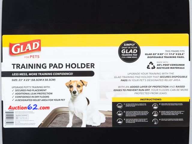 Lot 44-5590m - Glad for Pets Puppy Potty Training Pad Holder Tray, Fits 23 in Pads Appears New, A basic inspection has been given to this item. Sold AS-IS.
