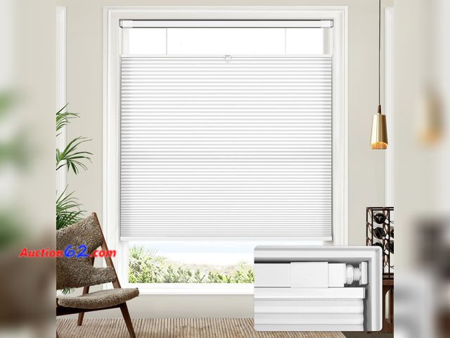 Lot 44-2550w - Lazblinds Upgraded Top Down Bottom Up (TDBU) Honeycomb Blinds, No Drill No Tools Easy Install Cordless Cellular Shades for Windows 31" W x 6...