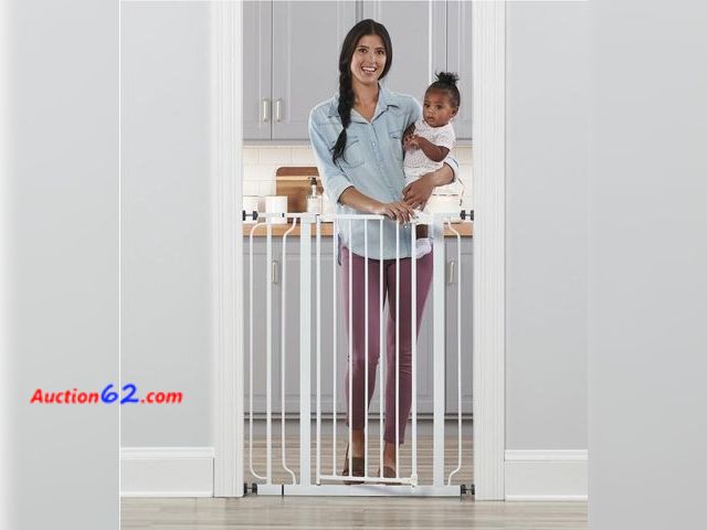 Lot 44-7386p - Regalo easy step extra tall walk thru baby safety gate, 36 inch adjustable pressure mounted for doorways, 29 to 36.5 inches wide  Appears Ne...