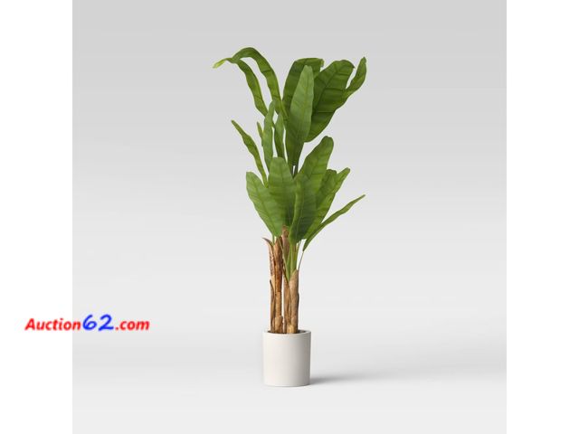 Lot 44-292e - Artificial Banana Tree Plant in Pot E-Commerce Return, A basic inspection has been given to this item. Sold AS-IS. See All Photo's