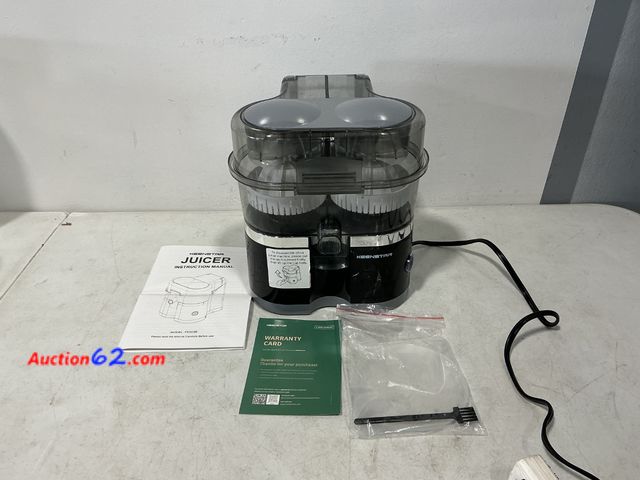 Lot 44-930j - KEENSTAR Juicer Model FE003B See All Photo's E-Commerce Return, A basic inspection has been given to this item. Sold AS-IS. Used Powers on, ...