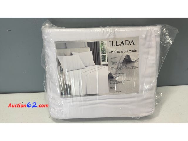 Lot 44-2565 - ILLADA 4PC Sheet Set White Appears New, A basic inspection has been given to this item. Sold AS-IS. Not Tested See All Photo's