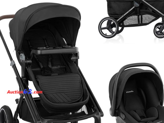 Lot 44-1661m - $679.99 Retail price - Evenflo Transformer Stroller to Wagon Travel System w/LiteMax NXT Car Seat Appears New, A basic inspection has been g...