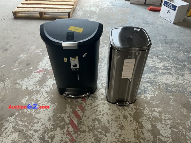 Lot 44-1203j - Two Pedal Trash Cans E-Commerce Return, A basic inspection has been given to this item. Sold AS-IS. Dented