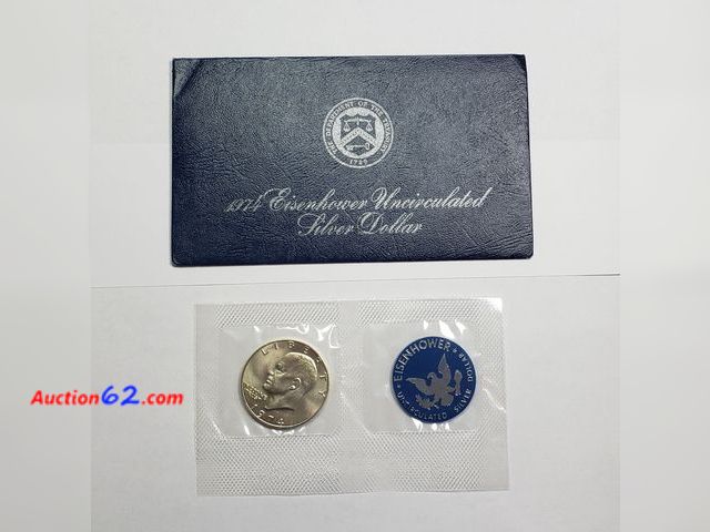 Lot 44-8333g - 1974-S EISENHOWER 40% SILVER DOLLAR. IN ORIGINAL US MINT PACKAGING. COMES WITH EISENHOWER TOKEN. MINTED IN SAN FRANCISCO. SOLD PRIVATELY TO ...