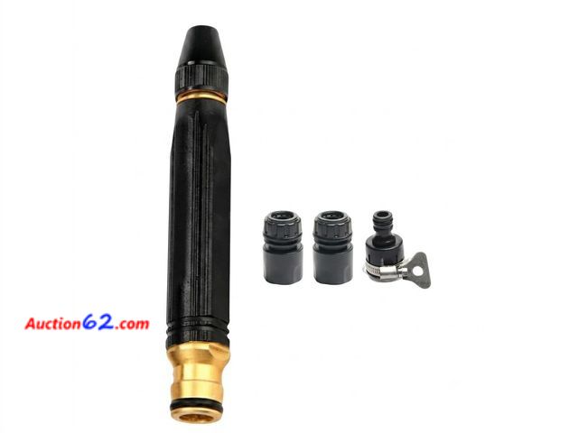 Lot 44-743 - Heavy Duty Adjustable Garden Hose Nozzle, High Pressure Jet Spray, Metal Sprayer for Car Wash, Lawn, Patio Cleaning, Leak-Proof Design See A...