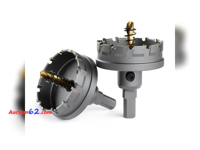 Lot 44-4027m - CSOOM TCT Hole Saw Set, 2-Piece 2-1/8” (54mm) Heavy Duty Carbide Tipped Cutter for Stainless Steel, Iron, Metal, and Plastic Bench, Spring G...