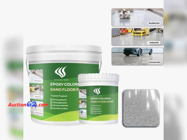 Lot 44-2535e - $95 Retail price - SHENGWEI Epoxy Colored Sand Floor Paint, Marble Gray, 1 Gallon Appears New, A basic inspection has been given to this ite...