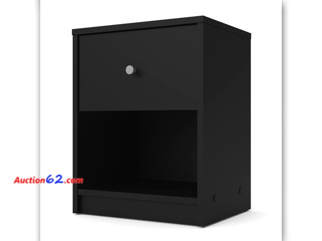 Lot 44-135i - May Bedside 1 Drawer in Black Appears New with box damage