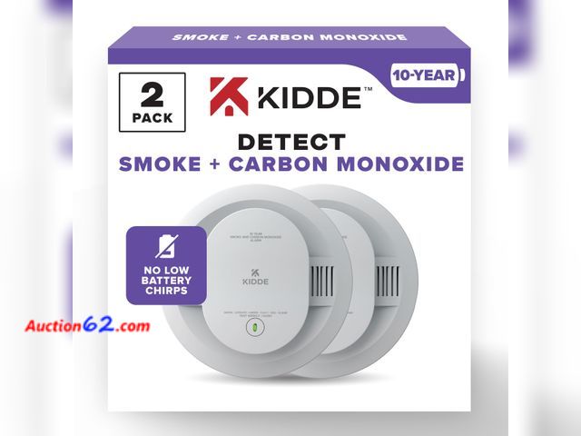 Lot 44-1937a - $94.97 Retail price - Kidde Smoke and Carbon Monoxide Detector, 10-Year Battery Powered, LED Status Lights, 85 dB Alarm, 5-inches, 30CUD10, ...