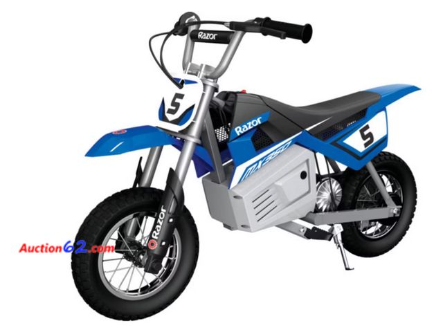 Lot 44-33g - Retail value $329- Razor 24V MX350 Dirt Rocket Electric Powered Ride-On Bike - Blue Appears New Not Tested