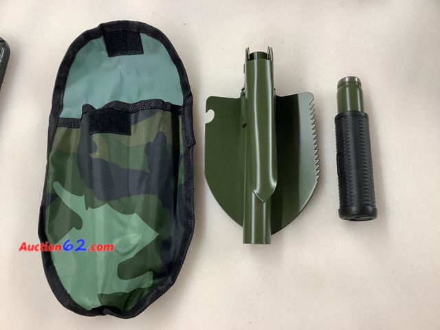 Lot 44-7569t - Military style camp shovel and pick set comes in case with belt loop.NEW. See All Photo's Not Tested Never opened, Factory Sealed