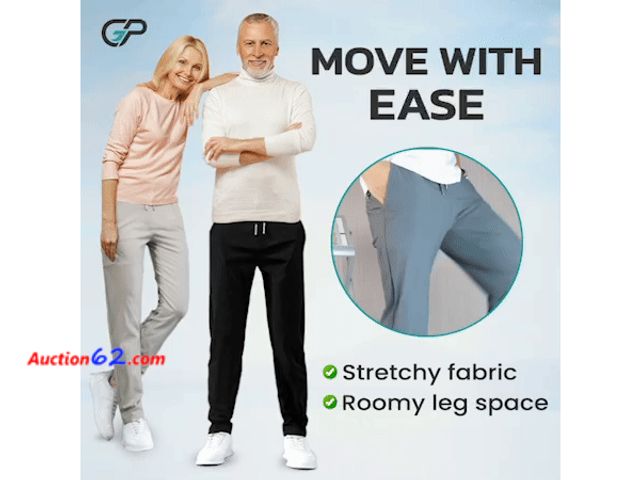 Lot 44-5535p - Lot of (4) Bevawear Glide Pants Mens, Glidepants - Unisex Stretch Quick Drying Pull-On Pants, Silm Fit, Breathable (Size Large). Appears New...