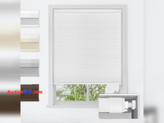 Lot 44-813w - LazBlinds No Tools No Drill Cordless Cellular Shades, Blackout Light Blocking Honeycomb Shades for Home, Thermal Insulation Blinds for Windo...