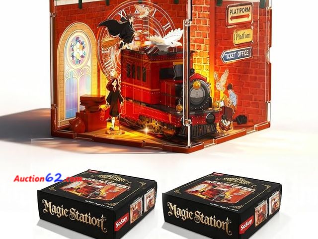 Lot 44-9057i - Retail of $29.99-Sosuy Magic Train Station Book Nook Kit: Acrylic Train 3D Puzzle Model with Lights, Magical Platform Scene  Appears New, A ...