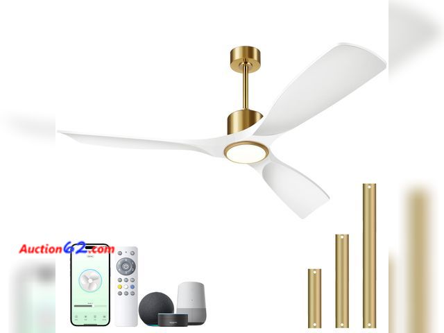 Lot 44-1618w - $122.16 Retail price - BOOSANT Ceiling Fans with Lights, Ceiling Fans with Lights and Remote Control, 52 inch Modern Smart White and Gold Ce...