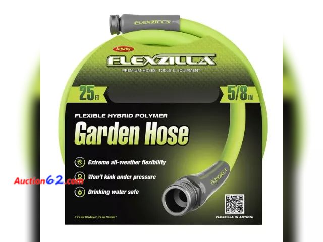 Lot 44-5126b - Legacy Flexzilla 5/8 in. D X 25 ft. L Garden Hose.  5. Not Tested 14. Unmarked, No barcodes 19. Dirty 20. Stock Photo may not depict true co...