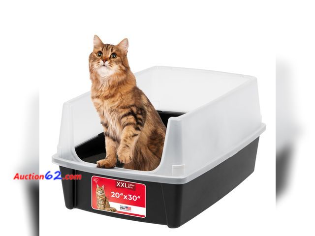 Lot 44-263p - (Minor Damage)IRIS USA XX-Large Cat Litter Box, Open Top Extra Large Litter Box for Big Cats and Multi-Cat Households, High Sided Scatter Sh...