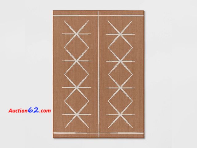 Lot 44-671p - 5'3"x7' Modern Crisscross Rectangular Woven Indoor Outdoor Area Rug Burnt Orange - Threshold™: Patio, Pet Friendly Appears New, A basic insp...