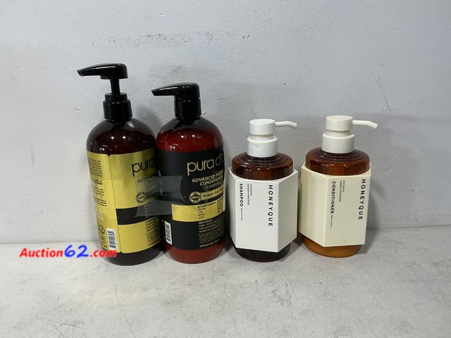 Lot 44-535j - Pura Dor &amp; Honeyque Shampoo and Conditioner Lot See All Photo's Not Tested E-Commerce Return, A basic inspection has been given to this ...