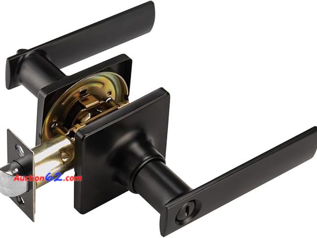 Lot 44-9048g - NCL Breton Matte Black Door Handle,Privacy Door Lever  Appears New, A basic inspection has been given to this item. Sold AS-IS.