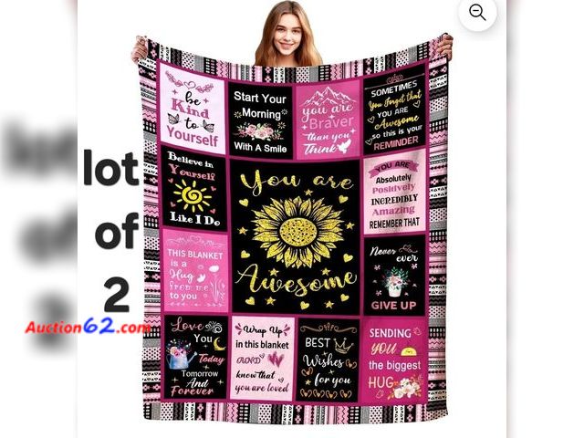 Lot 44-4040b - Lot of 2 CircKoric Get Well Soon Throw Blankets 50"x40" Appears New, A basic inspection has been given to this item. Sold AS-IS.