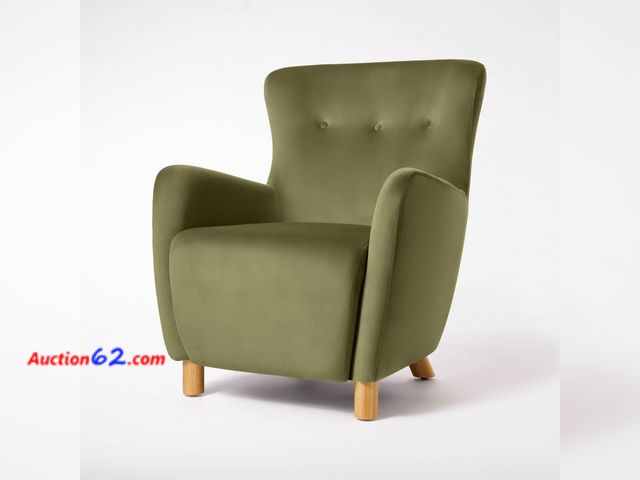 Lot 44-745a - $270 Retail price - Kessler Wingback Accent Chair Olive Velvet - Threshold™ Designed with Studio McGee: Polyester Upholstery, Plywood Frame ...