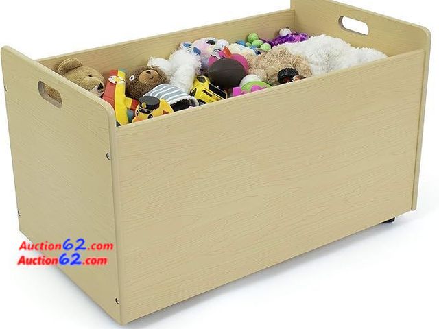 Lot 44-9008g - Humble Crew Toy Box with Wheels, Natural- Playtime and clean up seamlessly unite when the Humble Crew toy Box with wheels is on the scene. L...