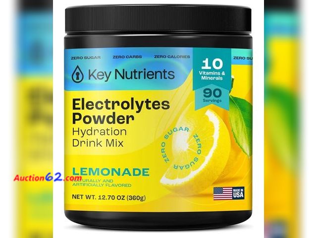 Lot 44-6649g - KEY NUTRIENTS Multivitamin Electrolytes Powder No Sugar - Refreshing Lemonade Electrolyte Powder - Sodium &amp; Energy Supplement - Hydratio...