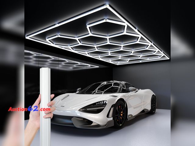 Lot 44-2557w - $239.99 Retail price - Ultra Bright Hexagon Garage Lights.720W 86400LM 6500K Hexagon LED Light Garages with Rectangle Frame.14 Grid Honeycom...