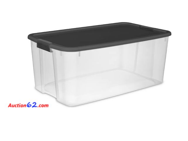 Lot 44-1520w - Sterilite Ultra Clear Storage Bin with Gray Lid 116qt Not Tested See All Photo's Appears New, A basic inspection has been given to this item...