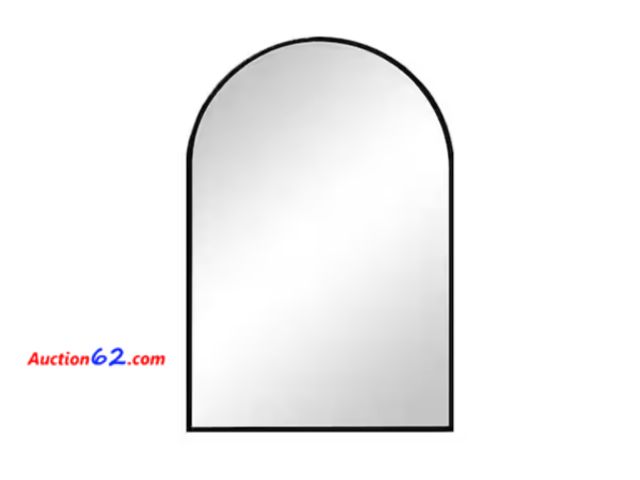 Lot 44-1559j - 22 in. W x 30 in. H Arched Framed Wall Bathroom Vanity Mirror in Black with Metal Frame Appears New, A basic inspection has been given to th...