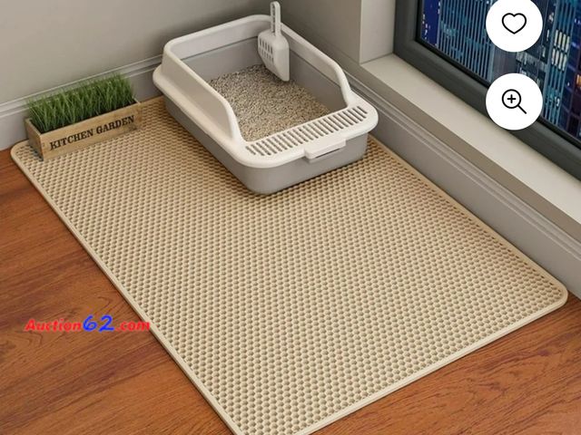 Lot 44-6697p - LeToo Cat Litter Mat Beige Trapping for Litter Box, XL 30 x 24 in, Urine &amp; Waterproof, Honeycomb Double Layer Anti Tracking Kitty Mats, ...