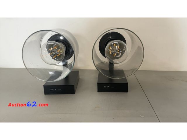 Lot 44-1993o - Pair of Modern Style Clear Glass Lamps Not Tested See All Photo's E-Commerce Return, A basic inspection has been given to this item. Sold AS...