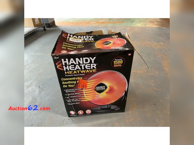 Lot 44-751i - $79.97 Retail price - Handy Heater 1500-Watt 18.5 in. Electric Ceramic Parabolic Space Heater with Tip-Over Safety HEATPN-MC1 E-Commerce Ret...