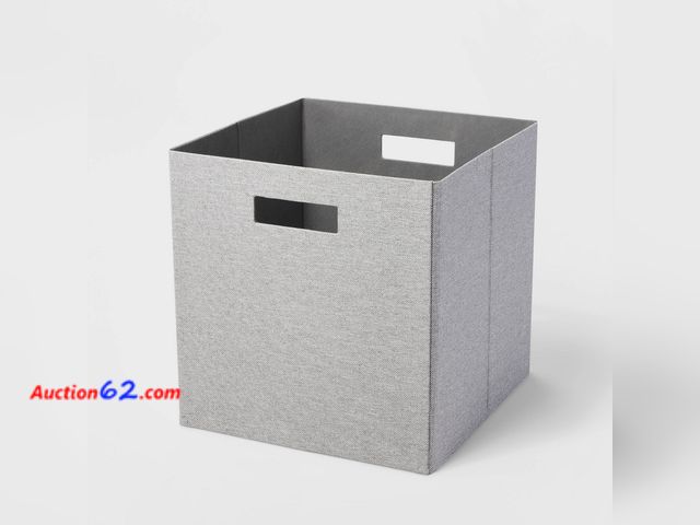 Lot 44-4008a - 13" X 13" Fabric Bin Chunky Linen Fossil - Brightroom™: 13 Inch Storage Cube, Decorative Storage, Light Gray, No Assembly See All Photo's No...