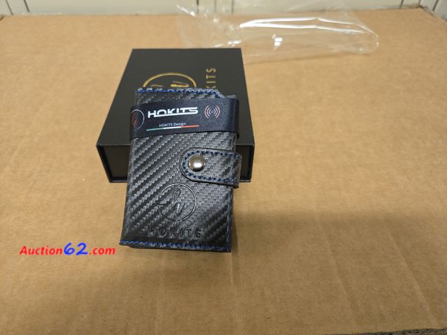 Lot 44-6688g - HOKITS men's wallet document holder small credit card holder money clip (Black Blue) Appears New