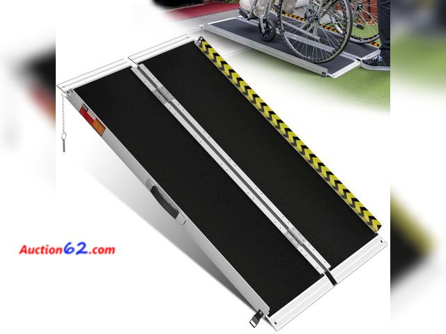 Lot 44-937 - $139.99 Retail price - VNN Portable Wheelchair Ramp 4FT, Non-Slip Aluminum Ramps for Wheelchairs for Home, Handicap Wheelchair Ramps for Hom...