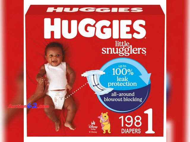 Lot 44-859 - Huggies Size 1 Diapers, Little Snugglers Diapers, Size 1 (8-14 lbs), 198 Count (6 Packs of 33), Packaging May Vary See All Photo's Not Teste...
