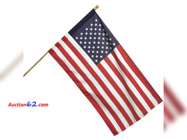 Lot 44-645f - Valley Forge 2.5-Foot x 4-foot Polycotton Flag With 5-Foot Wood Pole &amp; Adjustable Nylon Bracket See All Photo's Not Tested Appears New, ...