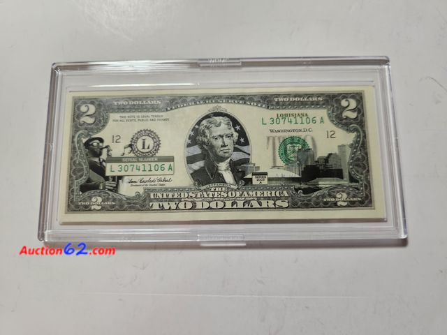 Lot 44-8310q - LOUISIANA ENHANCED $2 STATE BILL. HAS CAPITAL AND A JAZZ MUSICIAN PLAYING A SAXOPHONE.-NT