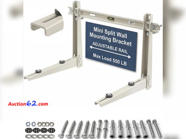 Lot 44-328 - Heavy Duty Mini Split Wall Mounting Bracket for Outside, 550lb Load Capacity, Galvanized Carbon Steel, Dual Anti-Rust Coating, Leveling Bar,...