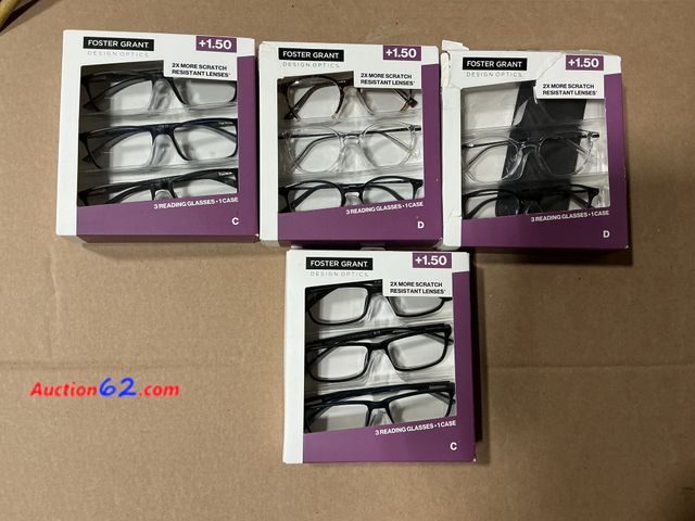 Lot 44-4011f - Lot of Foster Grant +1.50 Strength Reading Glasses E-Commerce Return, A basic inspection has been given to this item. Sold AS-IS.