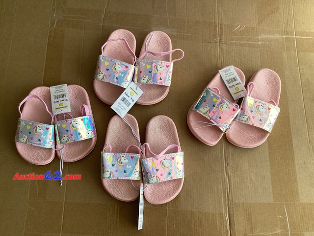 Lot 44-7750j - Lot of (4) pairs of kids sandals. (1) size 5-6, (2) size 7-8, (1) size 9-10.  Appears New, A basic inspection has been given to this item. S...