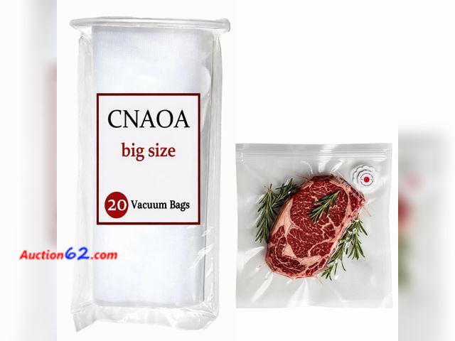 Lot 44-4025m - CNAOA 3rd-Gen (10" x 11") 20 PCS Upgraded Reusable High-Seal Bags (Vacuum Sealer Machine Not Included), Compatible with CNAOA Vacuum Sealers...